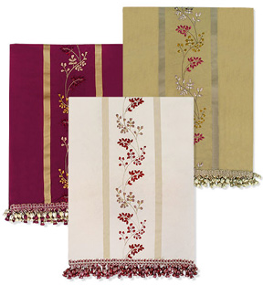 Aberdeen Embroidered Silk Runners Tassels Holiday | Gracious Style