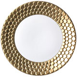 L'Objet Aegean Sculpted Gold White Porcelain Charger Presentation Plate | Gracious Style