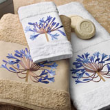 Agapantha Blue Embroidered Absorbent Towels | Gracious Style