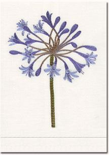 Anali Agapantha Blue Embroidered Linen Hand Towels | Gracious Style