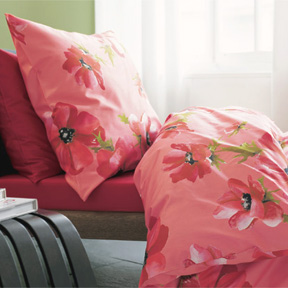 Cotton Sateen Floral Print Red Bedding Duvet Cover Shams Pillowcase | Gracious Style