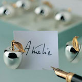 Ercuis Apple Pommes Silverplated Place Card Holders France | Gracious Style