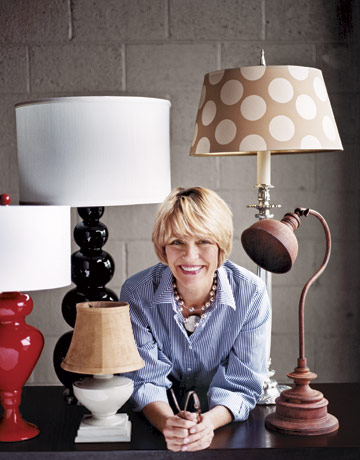 The designer with her lamps