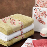 Anali Embroidered Pink Blossom Bath Hand Finger Towels | Gracious Style