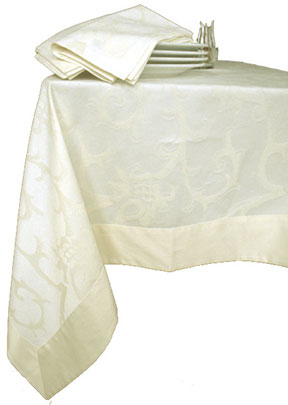 Blossom Easy Care Damask Table Linens Tablecloths Napkins | Gracious Style