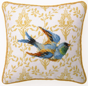 Blue Bird Needlepoint Pillows | Gracious Style