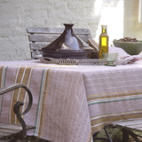 Libeco Home Cargese Fig Purple Mauve Belgian Linen Striped Napkins Tablecloths | Gracious Style