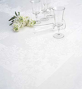 Chrysanthemum Irish linen damask table linens | Gracious Style