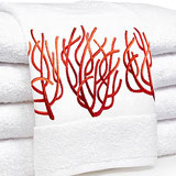 Coral Exotic Absorbent Red Embroidered Towels | Gracious Style