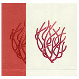 Coral Red White Linen Embroidered Hand Towel | Gracious Style
