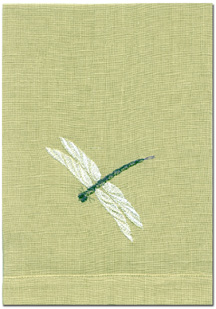 Anali Dragonfly Guest Linen Embroidered Hand Towels | Gracious Style