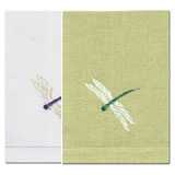 Anali Dragonfly Guest Linen Embroidered Hand Towels | Gracious Style