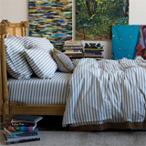 Dwell Studio Draper Stripe Bedding Ash Chinois Blue Duvet Covers Cases | Gracious Style