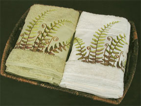 Anali Fern Embroidered Bath Hand Finger Towels | Gracious Style
