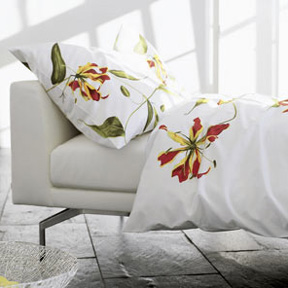 Printed Lillies Cotton Sateen Bedding Duvet Cover Shams Pillowcase | Gracious Style