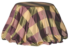 Taffeta table linens plaid blocks burgundy green gold | Gracious Style