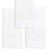 LINEN MONOGRAMMED WHITE EMBROIDERED HAND TOWELS | Gracious Style