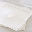 LINEN MONOGRAMMED WHITE EMBROIDERED COCKTAIL NAPKINS | Gracious Style