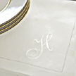 LINEN MONOGRAMMED WHITE EMBROIDERED DINNER NAPKINS | Gracious Style