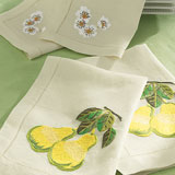 Sferra Embroidered Pear Napkins Pure 100% Linen | Gracious Style