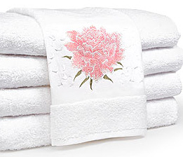 Peony Embroidered Pink White Flower Towel Collection | Gracious Style
