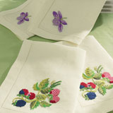 Sferra Embroidered Raspberry Napkins Pure 100% Linen | Gracious Style