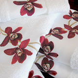 Red Orchid Embroidered Turkish Towels Bath Hand Guest Luxury White | Gracious Style