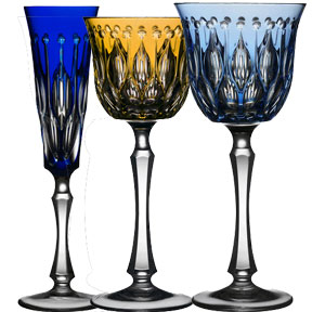 Renaissance colored crystal Varga glassware water wine glass champagne flute