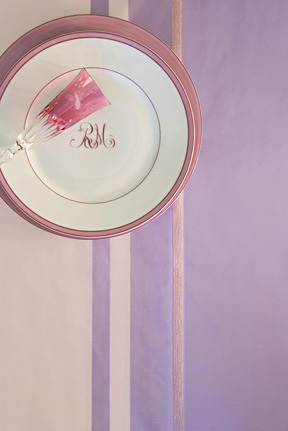 Taffeta table linens stripes lilac pink | Gracious Style
