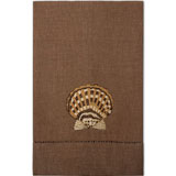 Shell Chocolate Embroidered Linen Hand Towels | Gracious Style