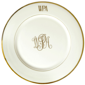Pickard China Monogrammed Gold Platinum Official Retailer Charger Presentation Plate | Gracious Style