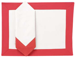 Southampton stripe border coral white casual cotton placemats linens | Gracious Style