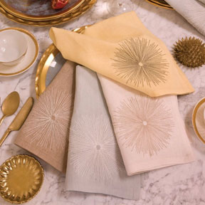 Kelly Wearstler Thistle Embroidered Linen Napkins | Gracious Style