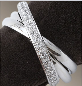 L'Objet Three Rings Platinum Swarovski Napkin Rings | Gracious Style