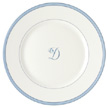 Raynaud Tropic monogrammed dinnerware plate in blue