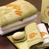 Anali Tulip Embroidered Bath Hand Finger Towels | Gracious Style