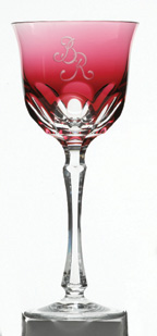 Monogrammed pink crystal glassware water wine glass champagne flute