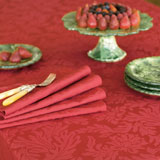 Versailles traditional cotton damask table linens in white, ivory, gold, sage, red, burnt orange, topaz, mauve, forest green, and black | Gracious Style