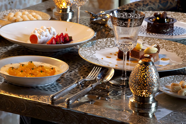 Royal Mansour Marrakech Restaurant featuring Alain Saint-Joanis flatware (image exclusifvoyages)