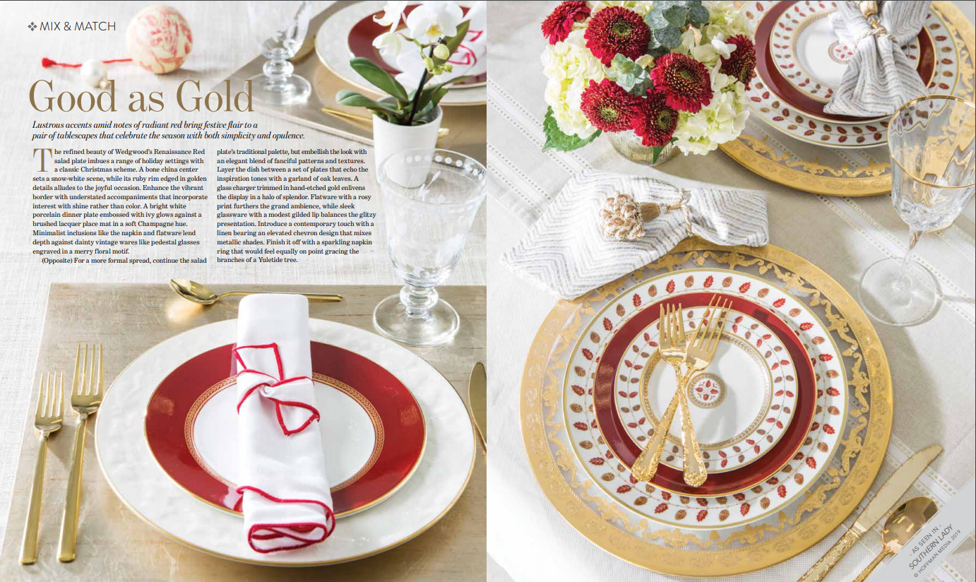 As Seen in Southern Lady: Good as Gold” Table Setting