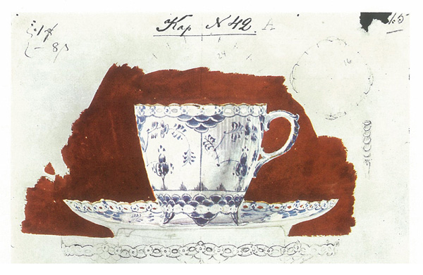 Blue Fluted teacup sketch by Arnold Krog