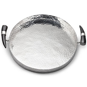 Orion Round Tray with Buffalo Horn Handles