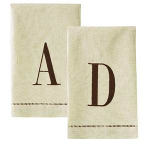 Block Monogram Linen Hand Towels