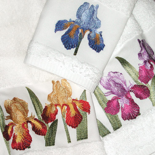Anali Iris Embroidered Bath Towels