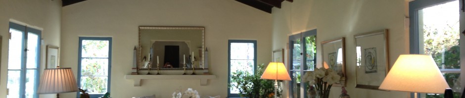 Seating areas divide the oversized living room